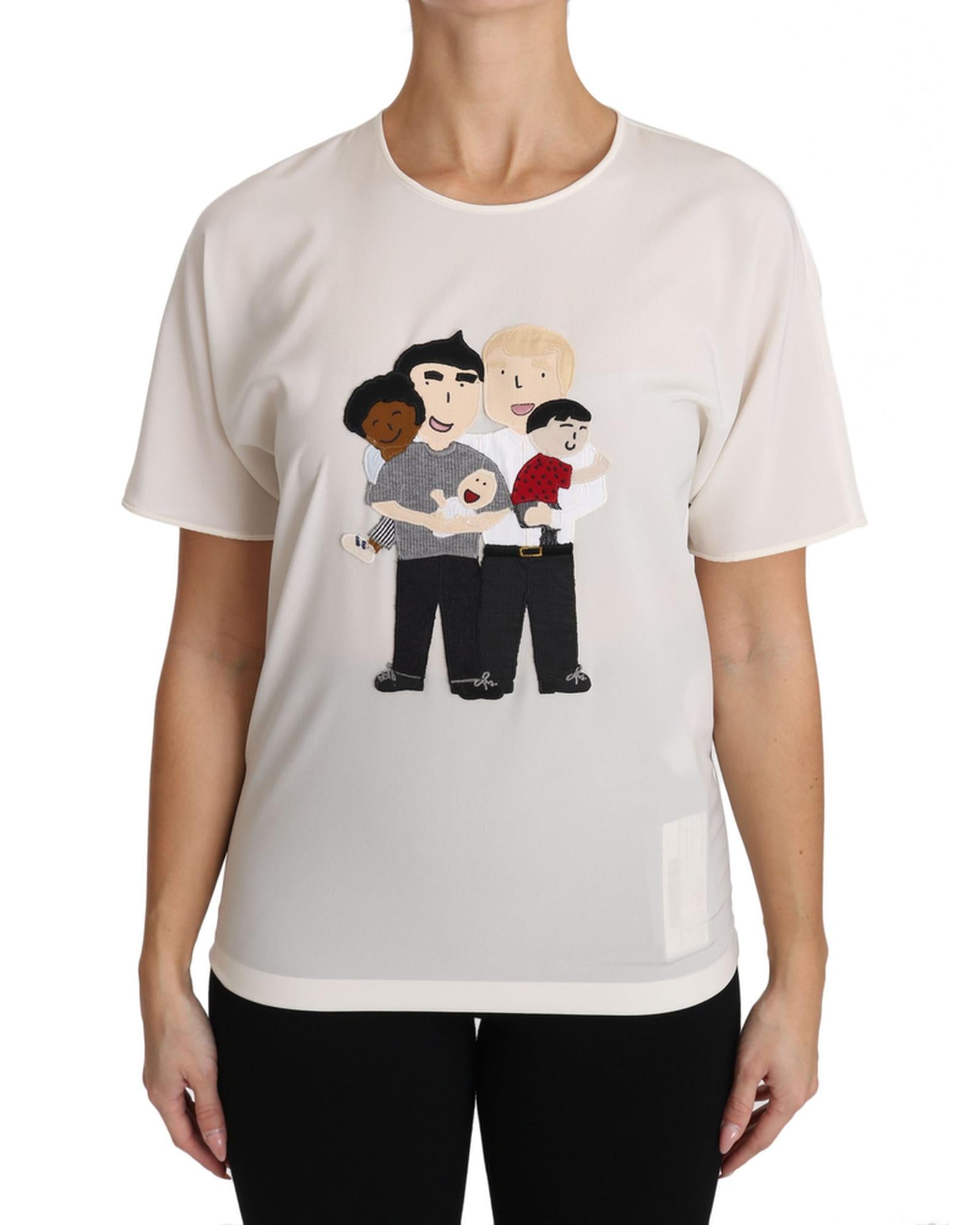 DOLCE & GABBANA Figure Family Silk T-Shirt 38 IT Women