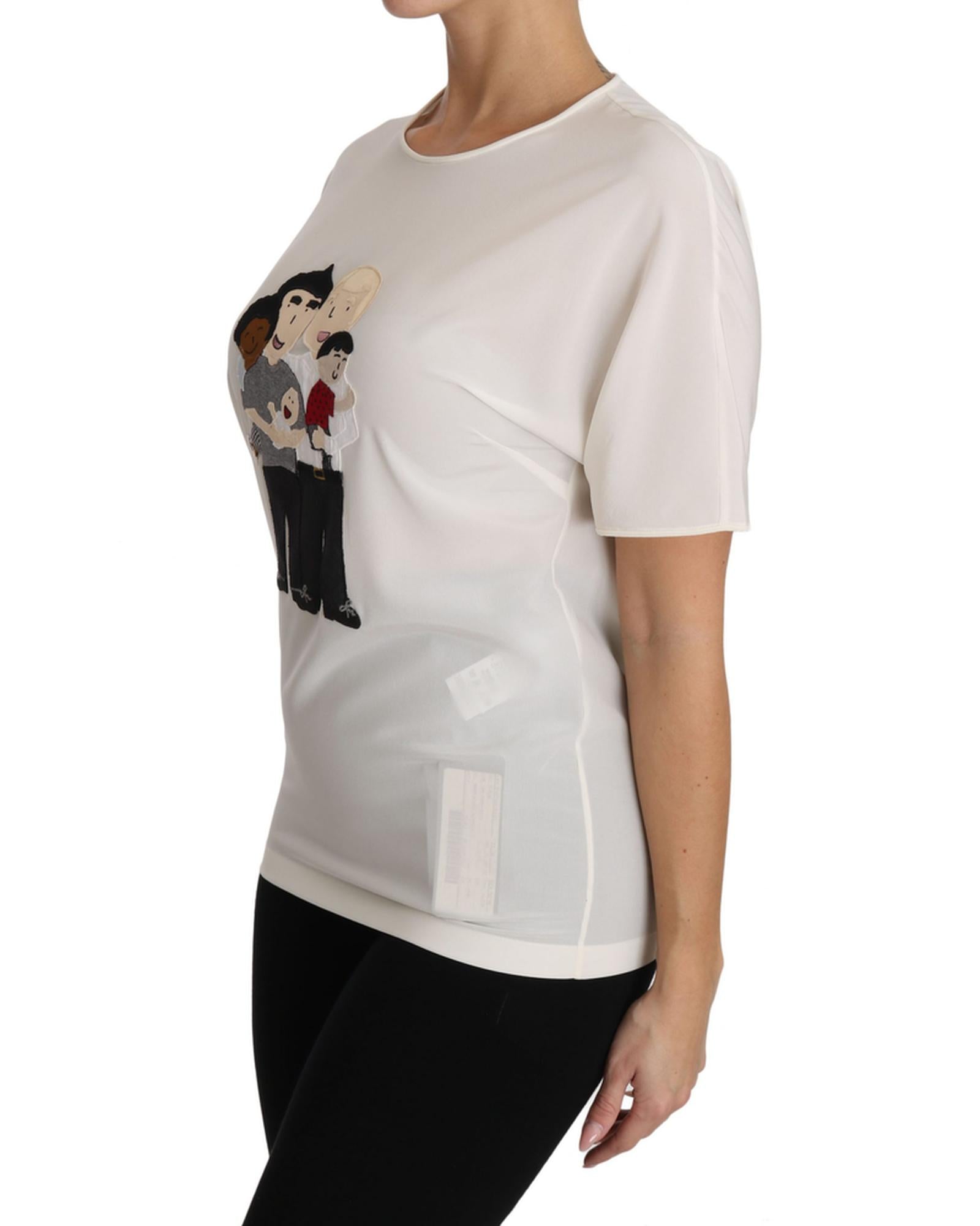 DOLCE & GABBANA Figure Family Silk T-Shirt 44 IT Women