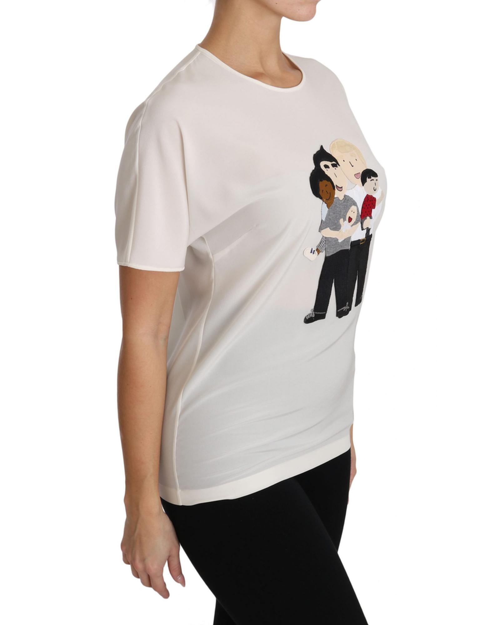 DOLCE & GABBANA Figure Family Silk T-Shirt 44 IT Women