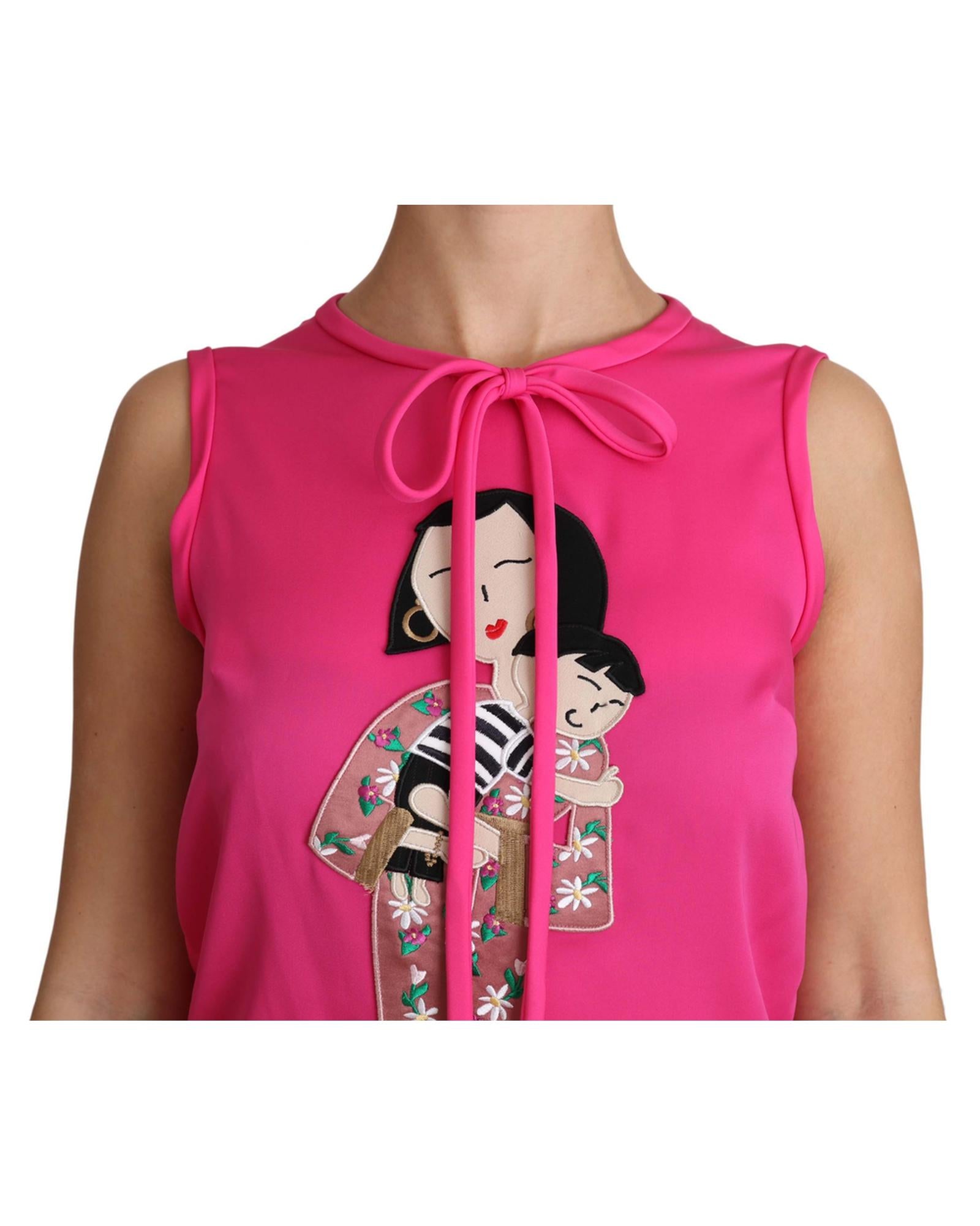 Stunning Dolce & Gabbana Family Silk Tank Top Shirt 38 IT Women