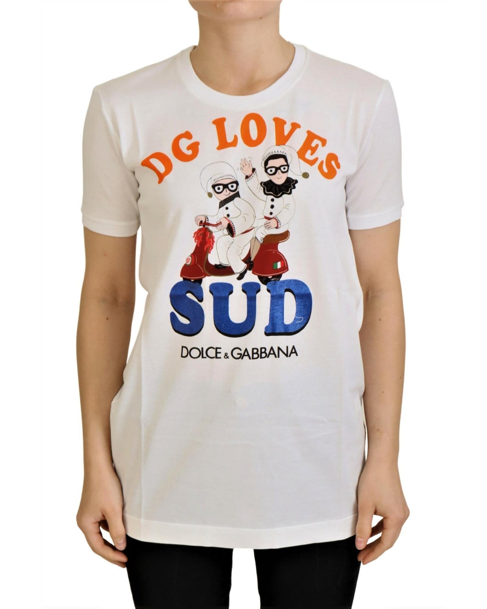 Dolce & Gabbana Crew Neck T-shirt with DG LOVES SUD Motive 36 IT Women