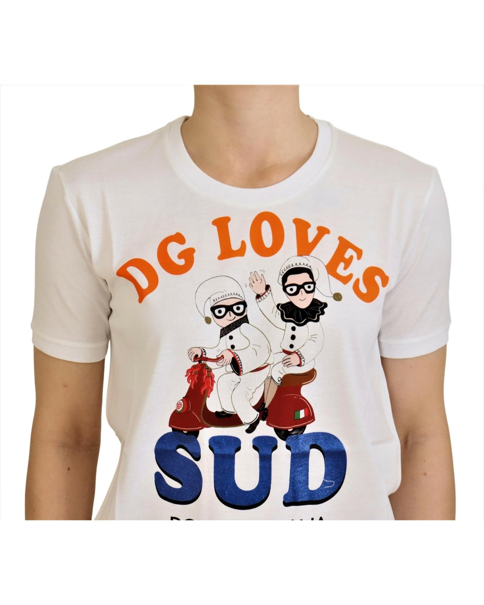 Dolce & Gabbana Crew Neck T-shirt with DG LOVES SUD Motive 36 IT Women