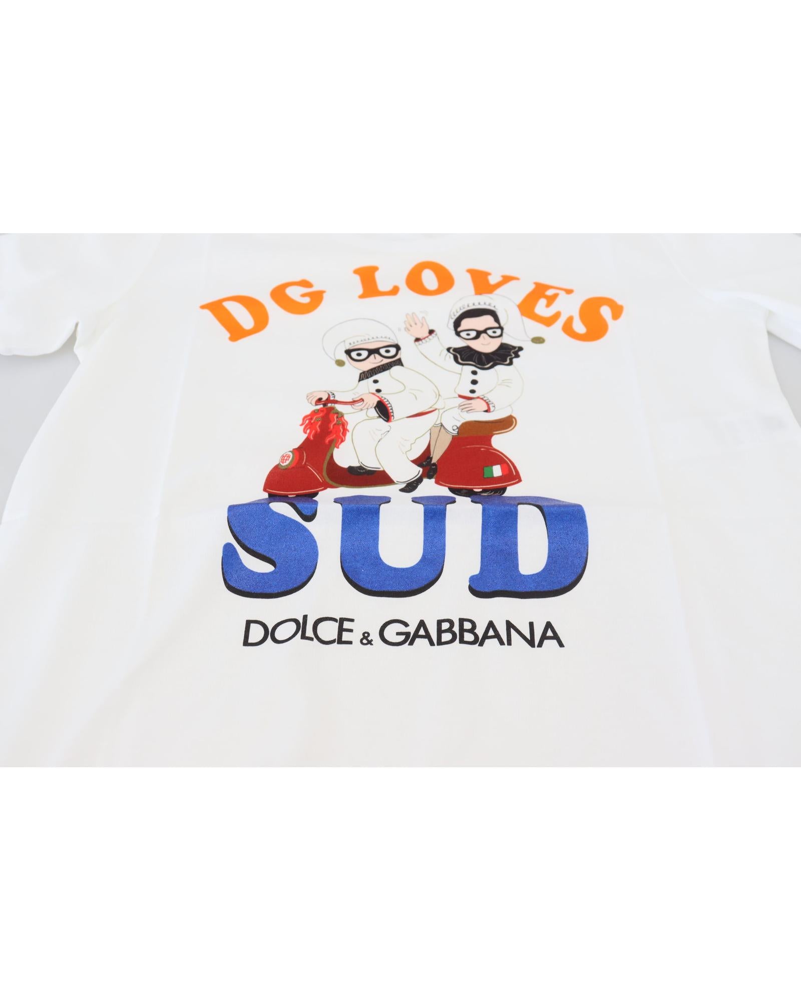 Dolce & Gabbana Crew Neck T-shirt with DG LOVES SUD Motive 36 IT Women