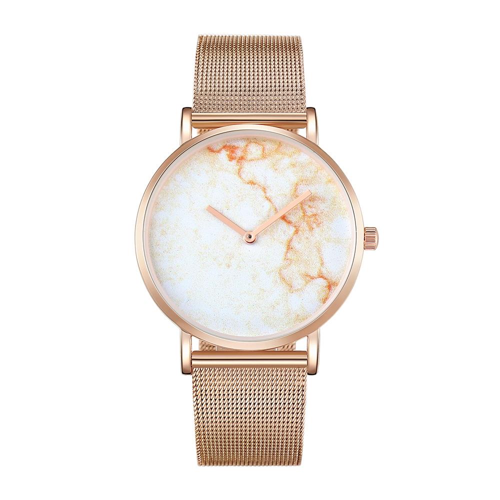 Stylish Men Quartz Watch with Gold Alloy Case and Stainless Steel Band - Round Dial - Wa0733A