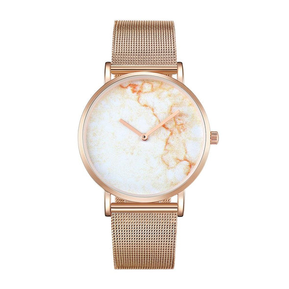 Stylish Men Quartz Watch with Gold Alloy Case and Stainless Steel Band - Round Dial - Wa0733A