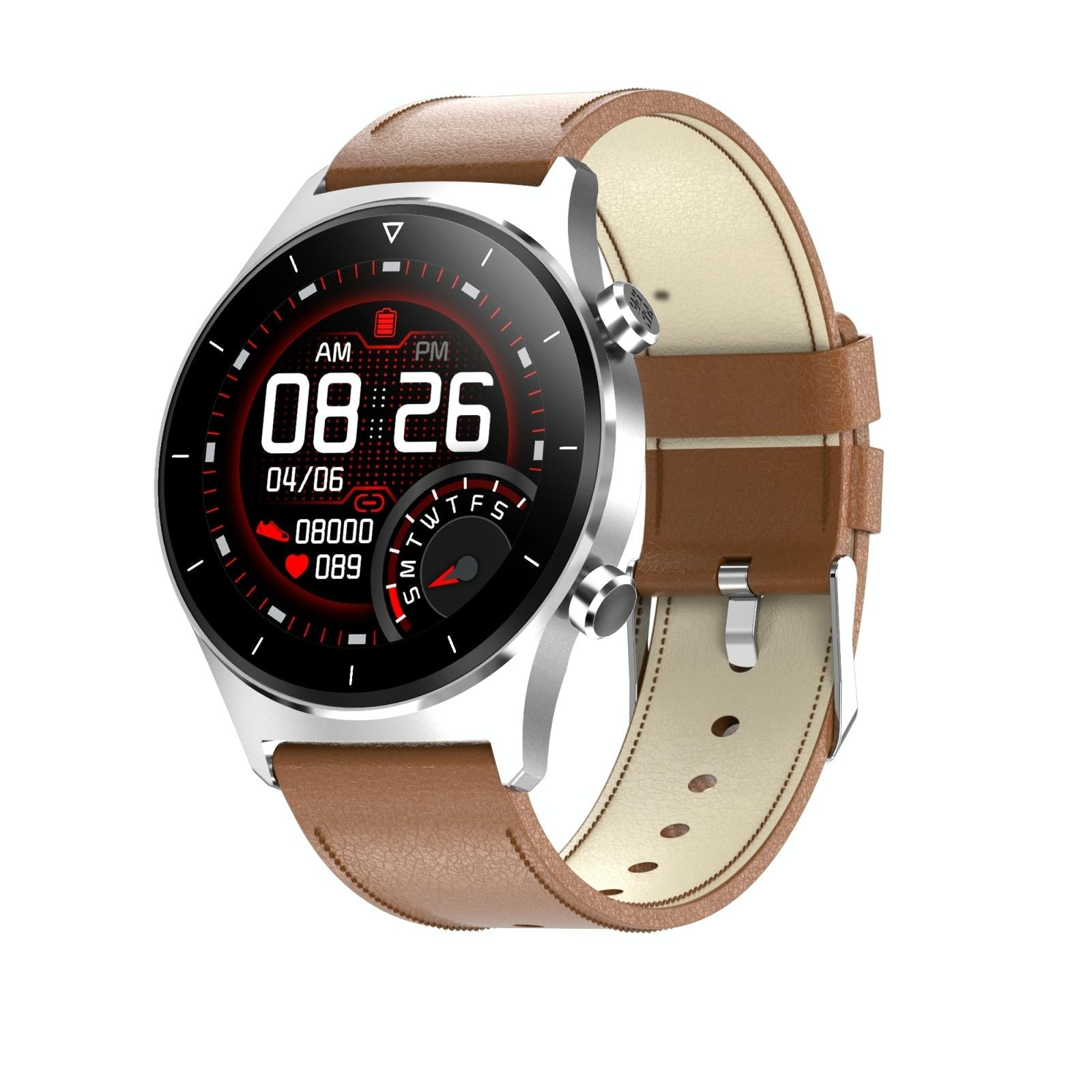 Waterproof Smart Watch With Heart / Bp / Oxygen / Sleep Monitoring - Ip68 - Silver