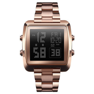 Vintage Gold Steel Square Watch - Waterproof & Luminous - Rose Gold
