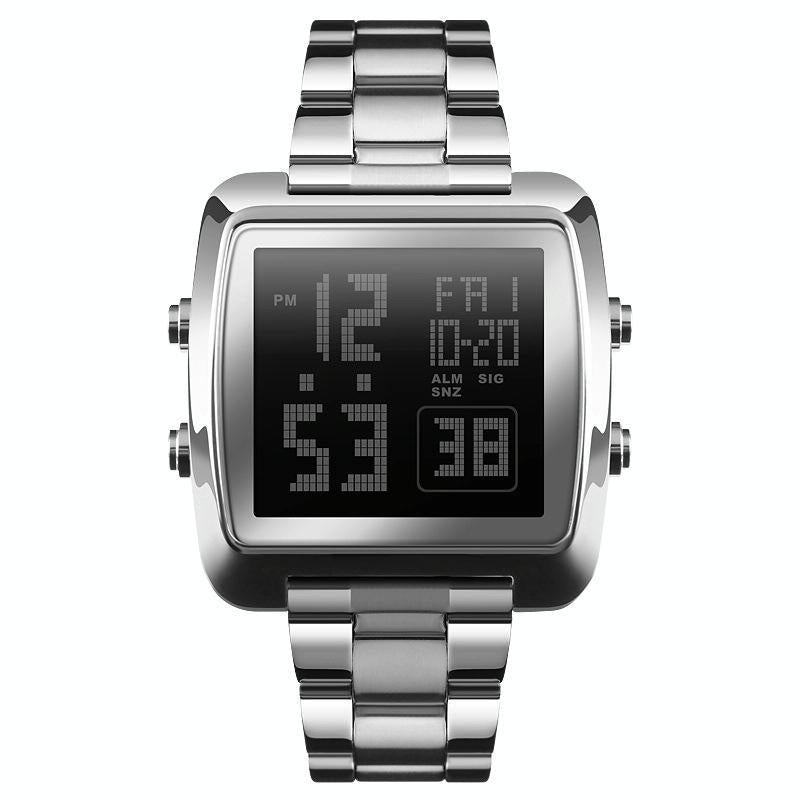 Vintage Gold Steel Square Watch - Waterproof & Luminous - Silver