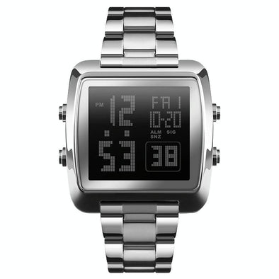 Vintage Gold Steel Square Watch - Waterproof & Luminous - Silver