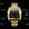 Vintage Gold Steel Square Watch - Waterproof & Luminous - Silver