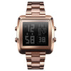 Vintage Gold Steel Square Watch - Waterproof & Luminous - Silver