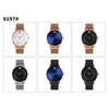 Women Metal Mesh Quartz Watch with Non-scale Dial - Black Shell Blue Surface