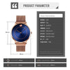 Women Metal Mesh Quartz Watch with Non-scale Dial - Black Shell Blue Surface