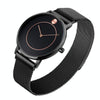 Women Metal Mesh Quartz Watch with Non-scale Dial - Black Shell Blue Surface