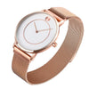 Women Metal Mesh Quartz Watch with Non-scale Dial - Black Shell Blue Surface