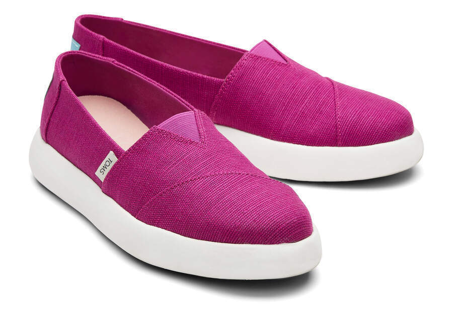 TOMS Womens Canvas Slip On Shoes Sneakers Flats Platform Espadrilles - Fuchsia Pink - US 9