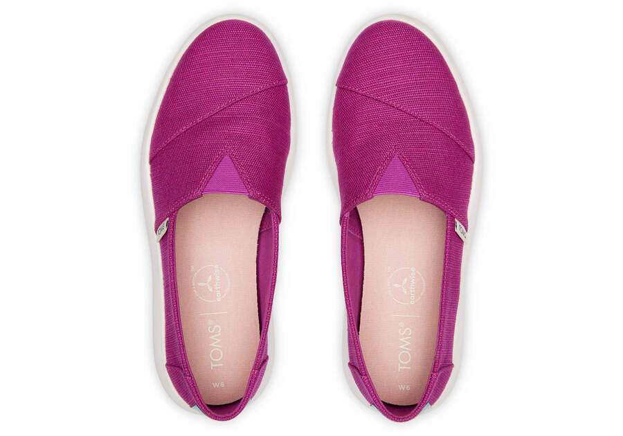 TOMS Womens Canvas Slip On Shoes Sneakers Flats Platform Espadrilles - Fuchsia Pink - US 9