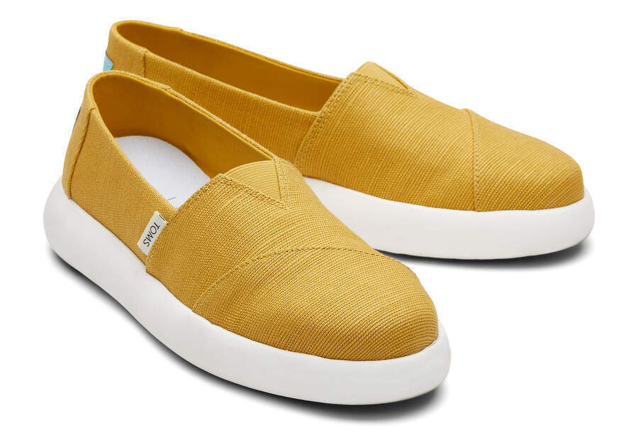 TOMS Womens Canvas Slip On Shoes Sneakers Flats Alpargata Espadrilles - Mustard - US 8