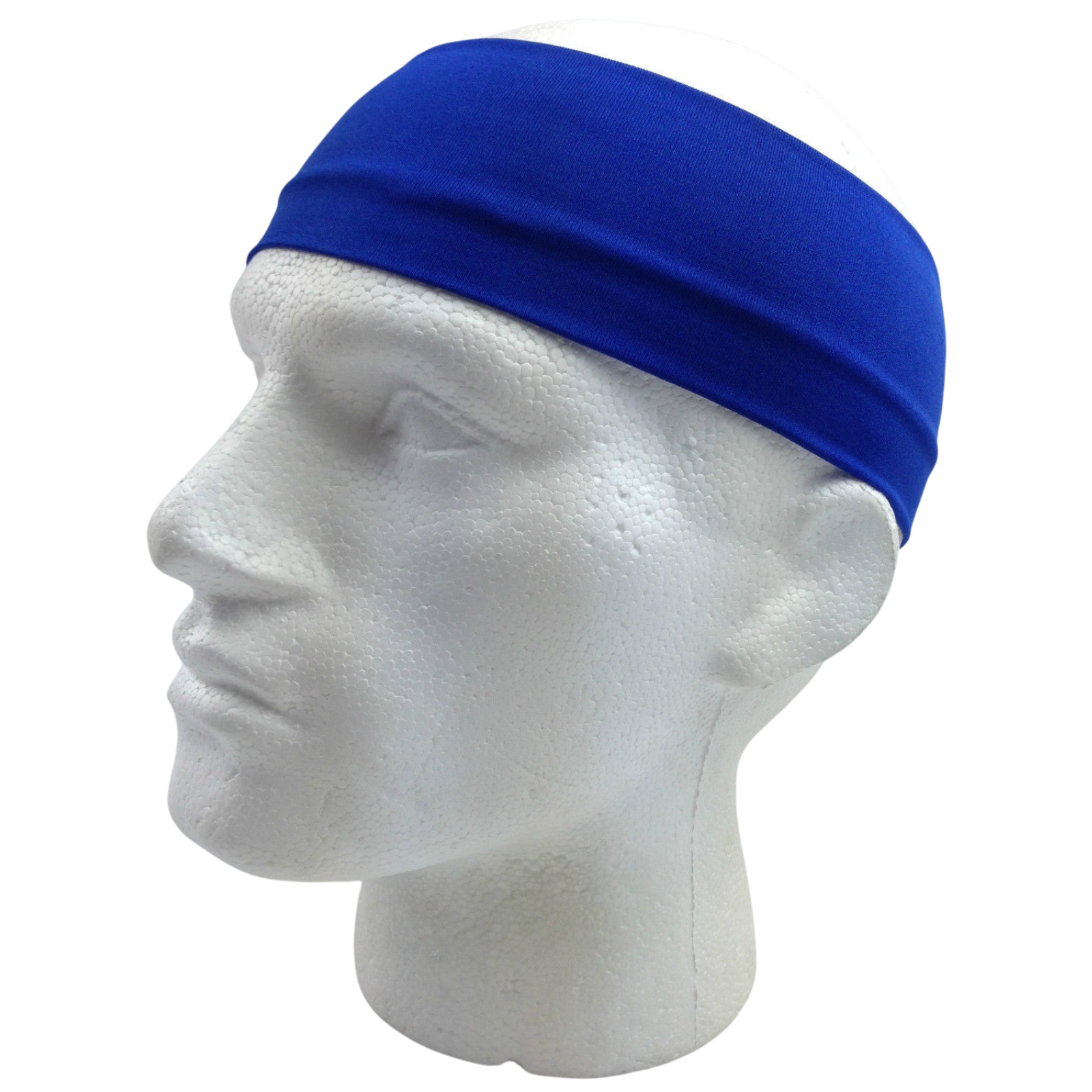 PLAIN HEADBAND Elastic Stretch Sports Yoga Hair Band Unisex 8cm Wide Wrap - Blue