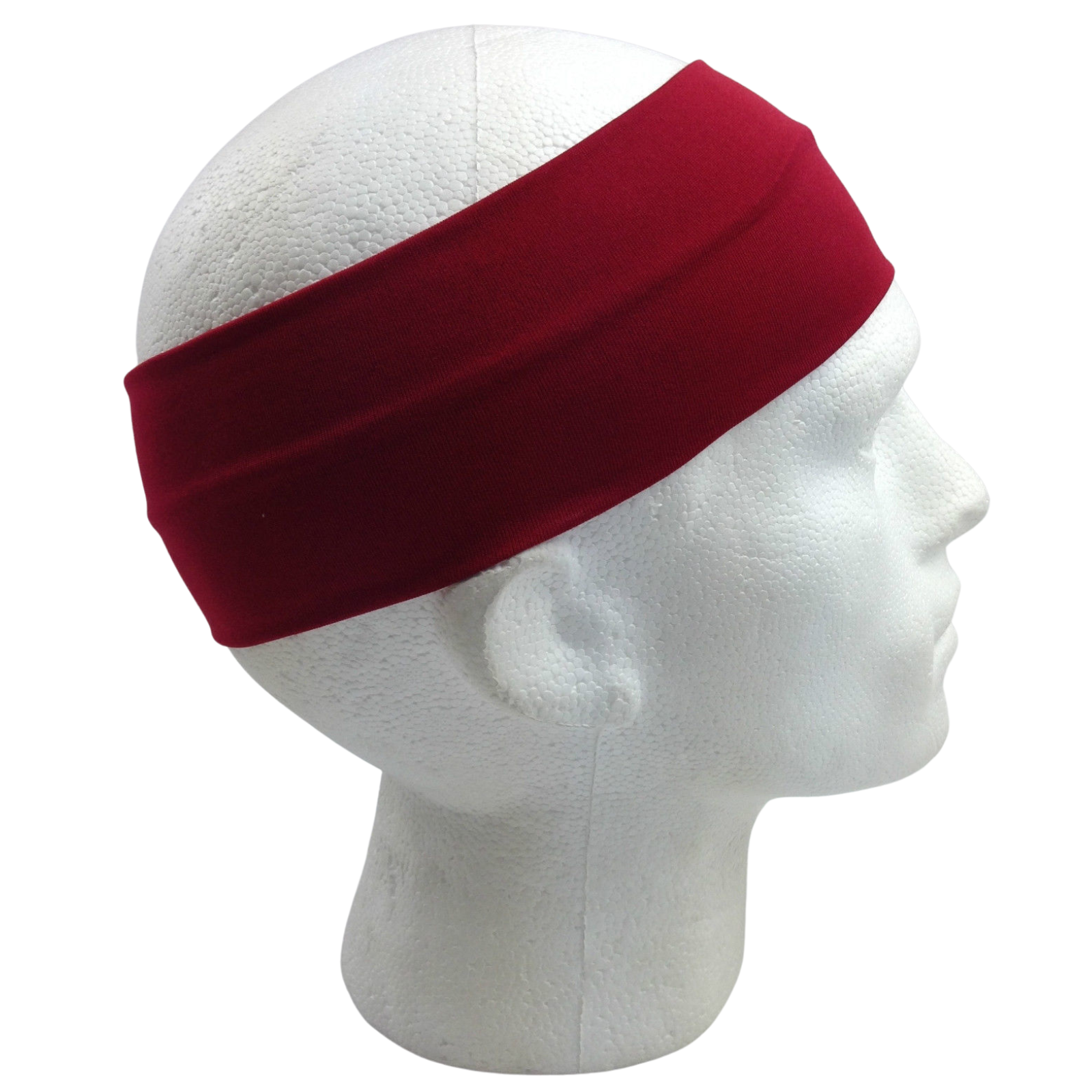 PLAIN HEADBAND Elastic Stretch Sports Yoga Hair Band Unisex 8cm Wide Wrap - Burgundy