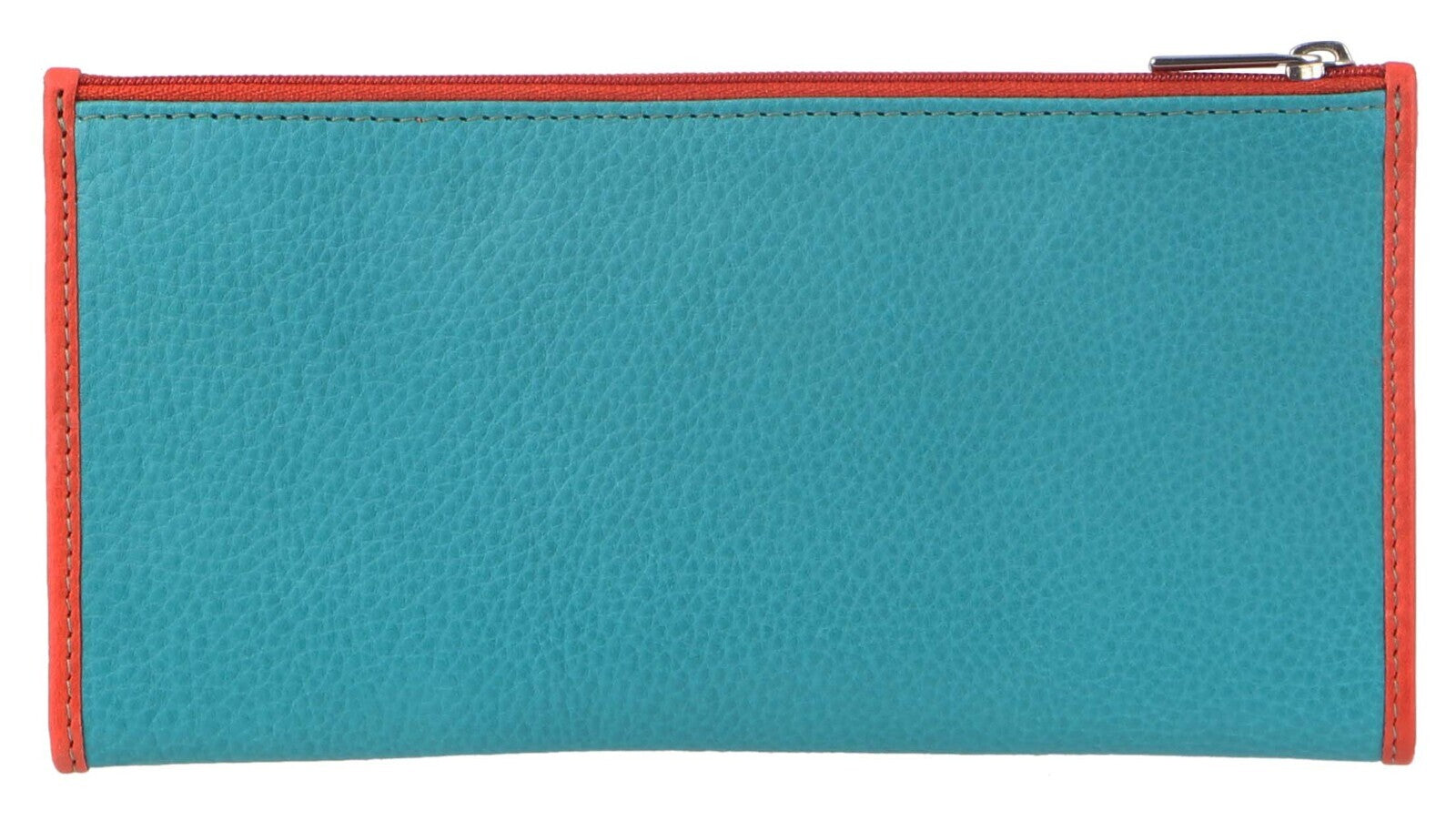 Pierre Cardin Italian Genuine Leather Ladies Wallet - Turquoise/Orange