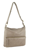Pierre Cardin Woven Leather Ladies Cross-Body Bag Handbag - Taupe