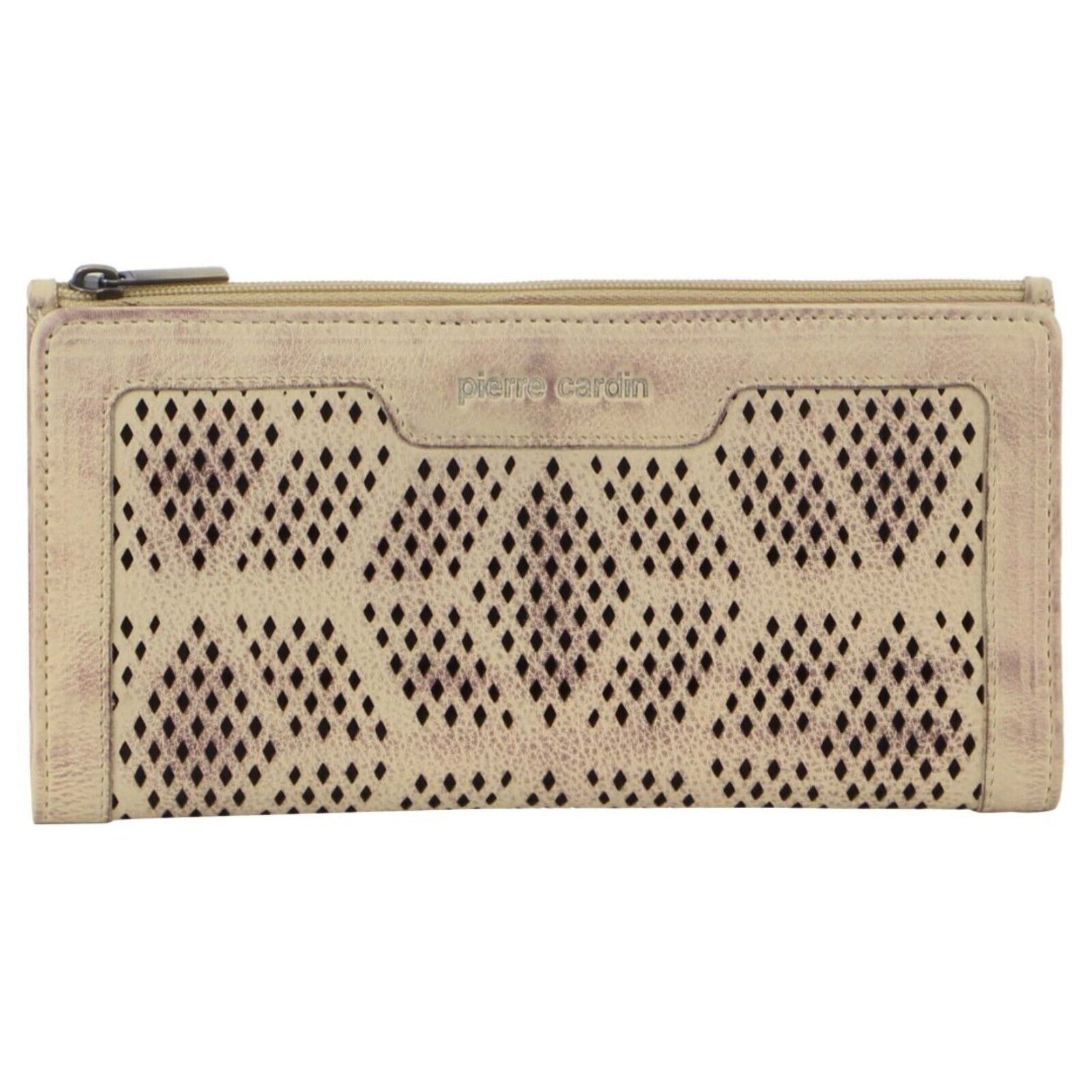 Pierre Cardin Perforated Leather Ladies Handy Travel Wallet - Latte