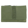Pierre Cardin Leather Ladies Woven Design Tri-fold Wallet in Leaf Green