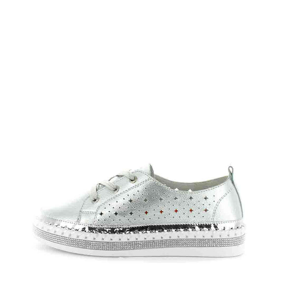 JUST BEE Women's CASINI Flats Silver 41EU