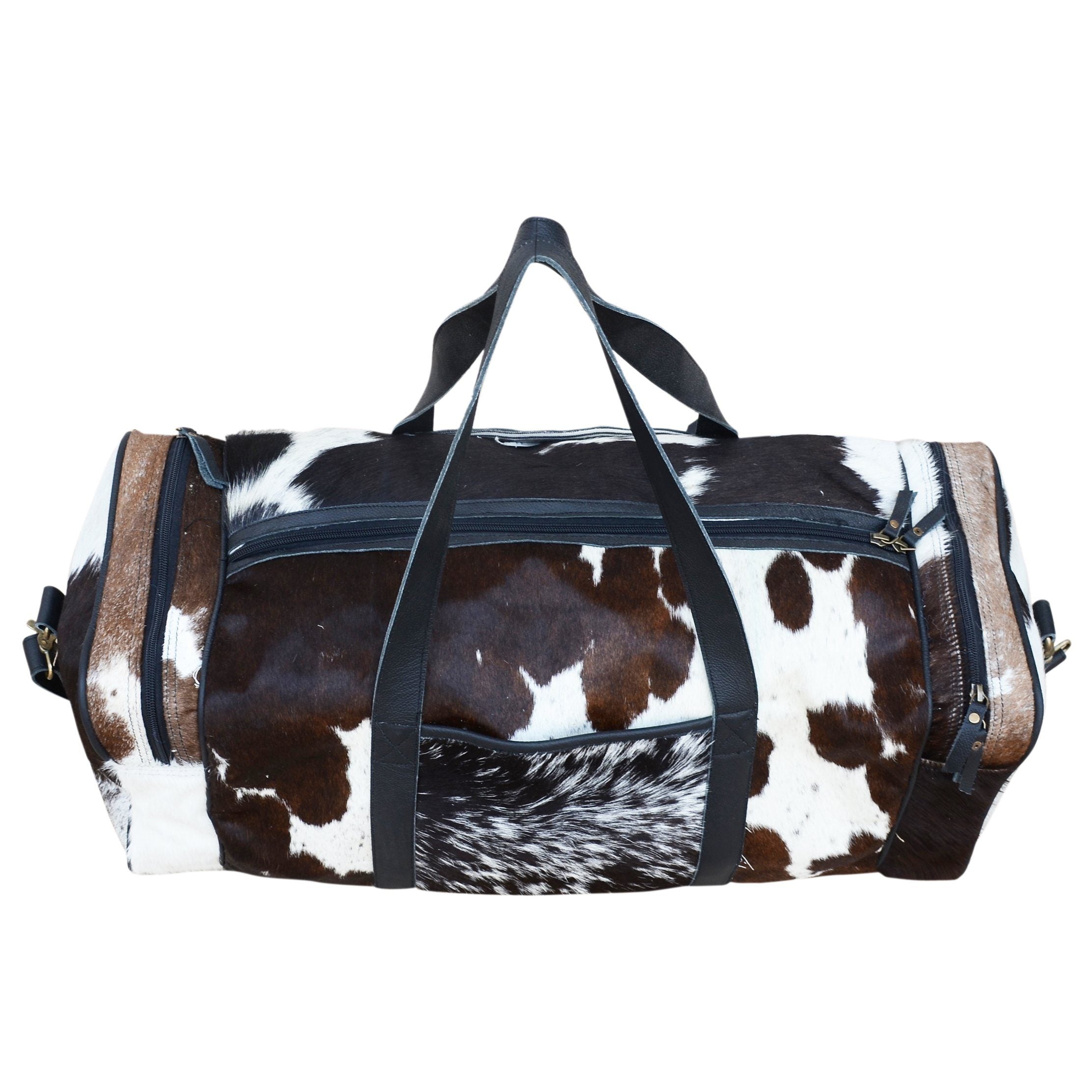 COWHIDE PATCH OVERNIGHT BAG