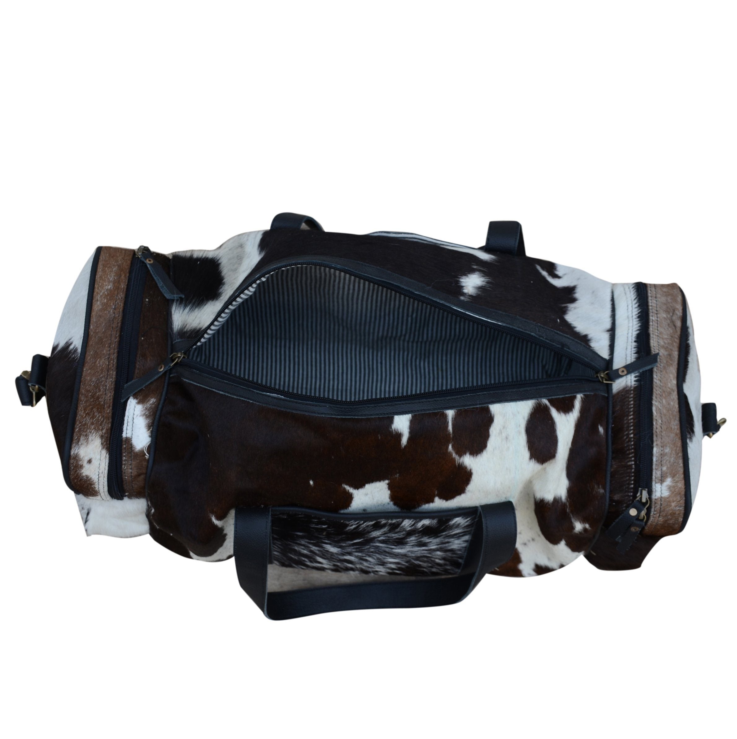 COWHIDE PATCH OVERNIGHT BAG