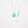 Gift Box - Aroma Necklace White Gold - Planet Celestial Aqua (Light Blue) + Purify Oil Blend