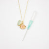 Gift Box - Aroma Necklace 925 Silver, Gold coated - Green Shell Paradise Peach (Pink) + Purify Oil Blend