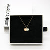 Gift Box - Aroma Necklace 925 Silver, Gold coated - Green Shell Paradise Peach (Pink) + Purify Oil Blend