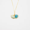 Gift Box - Aroma Necklace 925 Silver, Gold coated - Green Shell Ocean Breeze (Light blue) + Purify Oil Blend