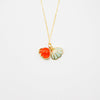 Gift Box - Aroma Necklace 925 Silver, Gold coated - Green Shell Sunset Coral (Bright Red Orange) + Purify Oil Blend