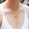 Gift Box - Aroma Necklace 925 Silver, Gold coated - Green Shell Sunset Coral (Bright Red Orange) + Purify Oil Blend