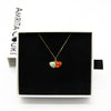 Gift Box - Aroma Necklace 925 Silver, Gold coated - Green Shell Sunset Coral (Bright Red Orange) + Purify Oil Blend