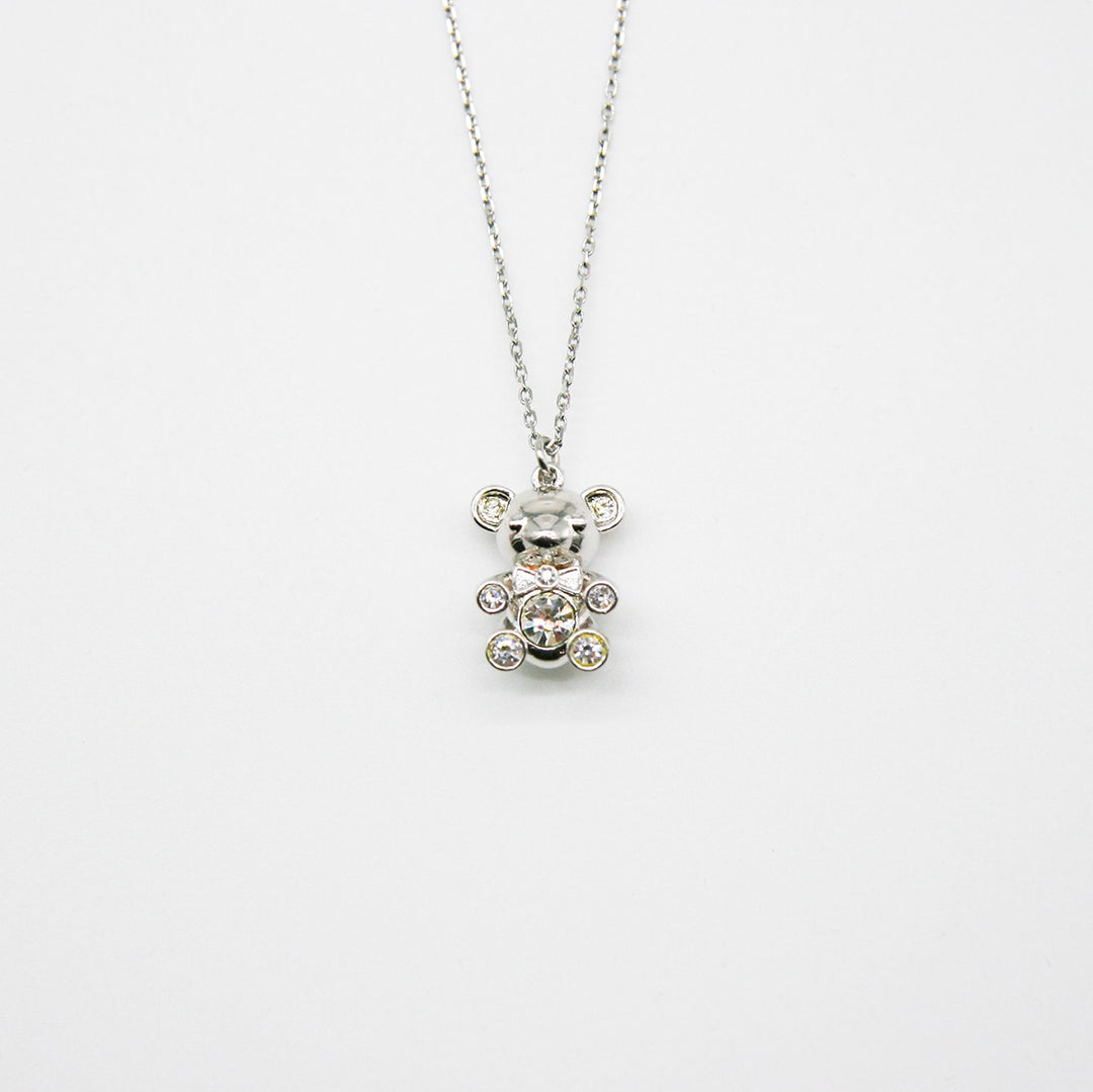 Gift Box - Bear White Gold Aroma Necklace + Purify Oil Blend