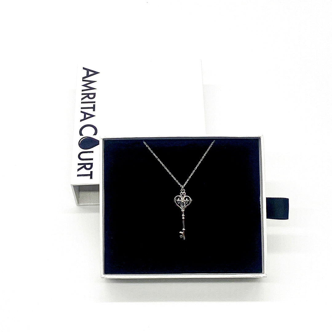 Gift Box - Key White Gold Aroma Necklace + Purify Oil Blend