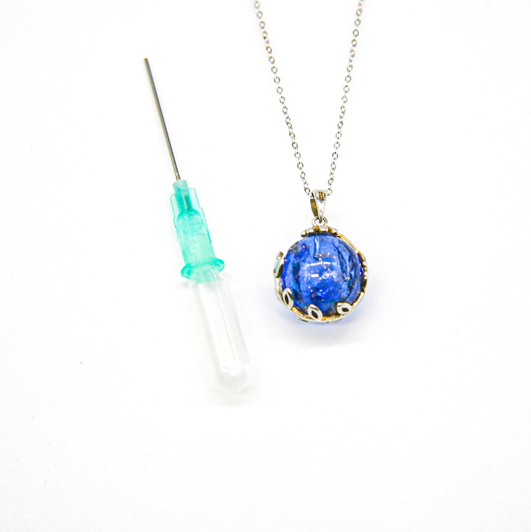 Gift Box - Aroma Necklace White Gold - Planet Celestial Sapphire (Blue) + Purify Oil Blend