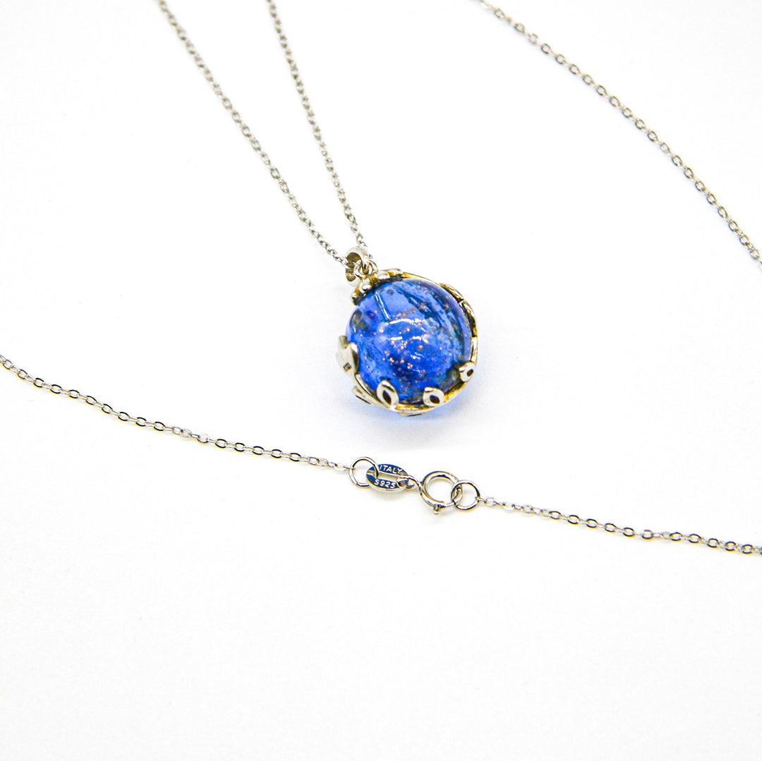 Gift Box - Aroma Necklace White Gold - Planet Celestial Sapphire (Blue) + Purify Oil Blend