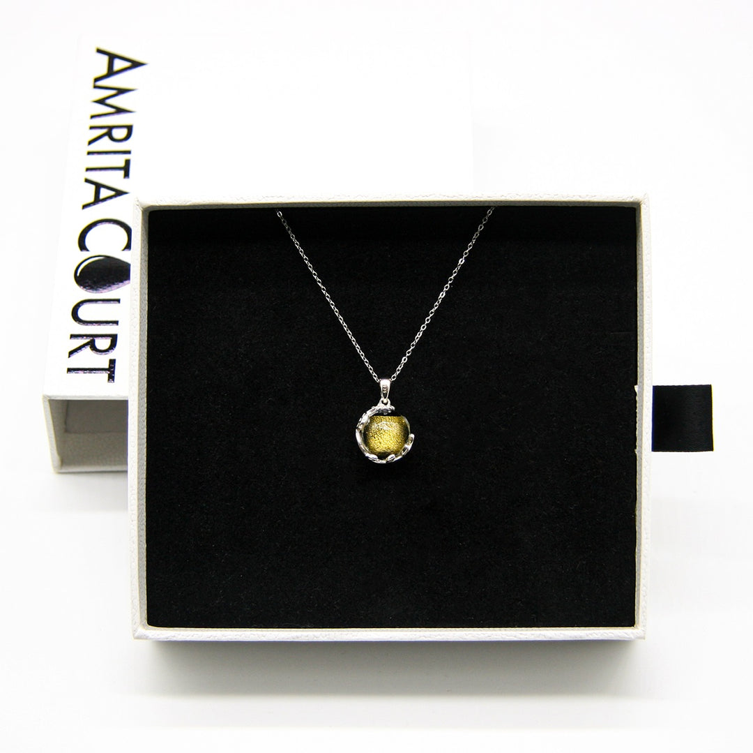 Gift Box - Aroma Necklace White Gold - Planet Stellar Midnight (Golden dark blue) + Purify Oil Blend