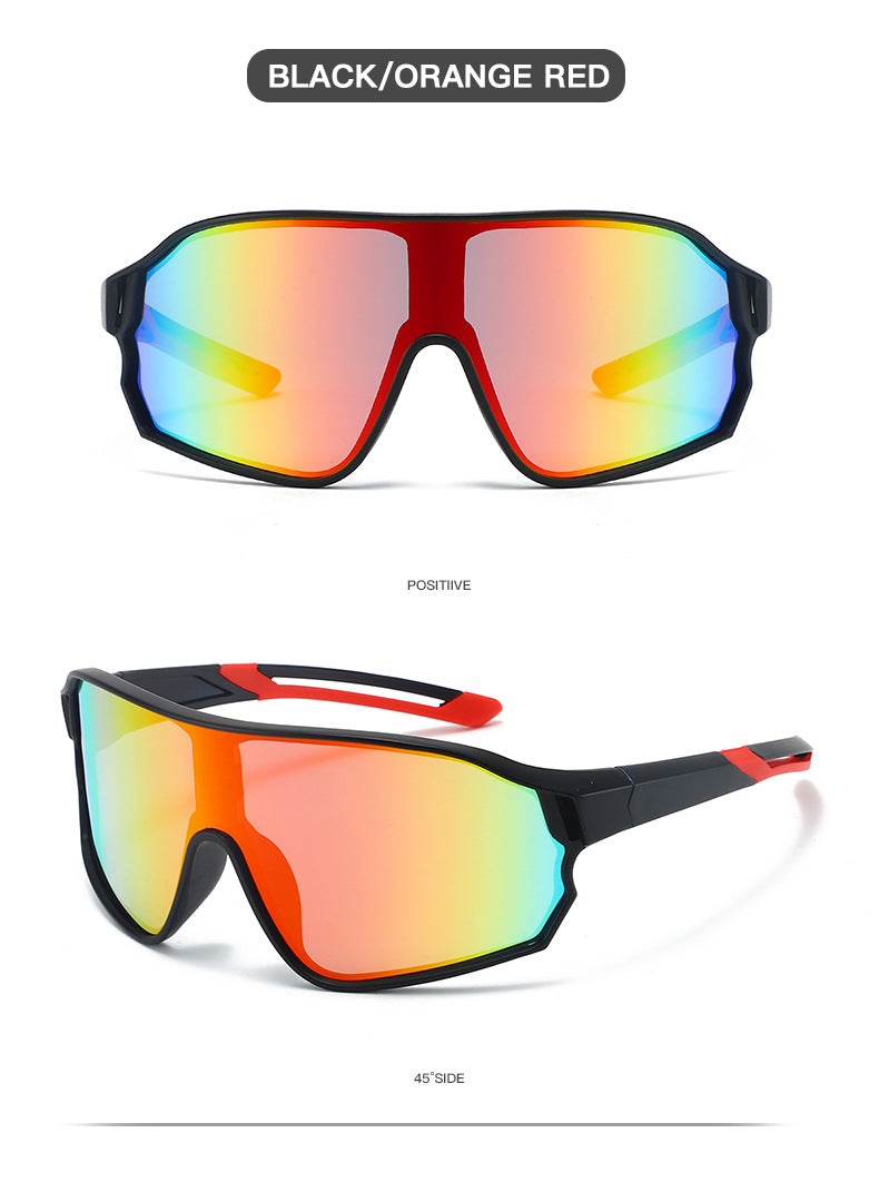 Fashionable Sports Sunglasses with Colorful Mirror Lenses – UV400 Protection for Cycling & Outdoor Activities  Orange red