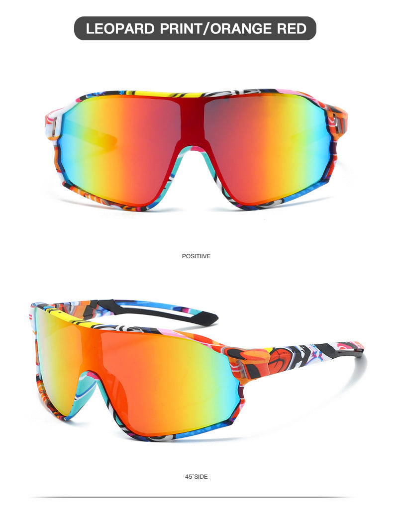 Fashionable Sports Sunglasses with Colorful Mirror Lenses - UV400 Protection for Cycling & Outdoor Activities  Leopard