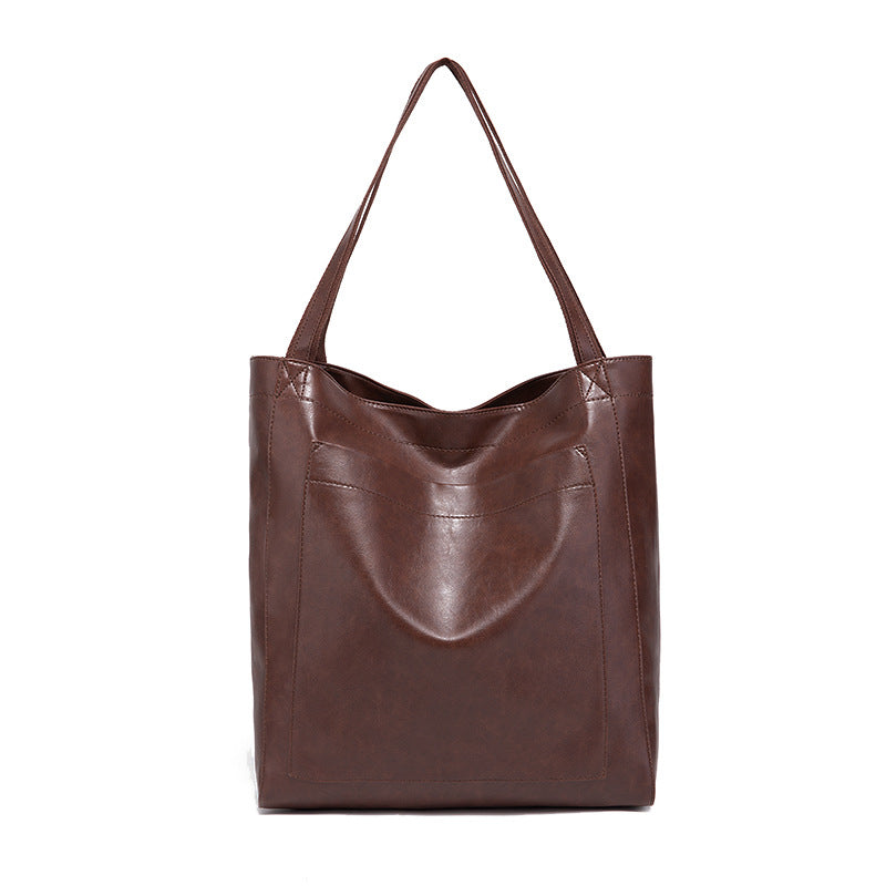 Vintage Genuine Leather Tote Bag - Stylish and Spacious Everyday Shoulder Bag  (Cameo Brown)