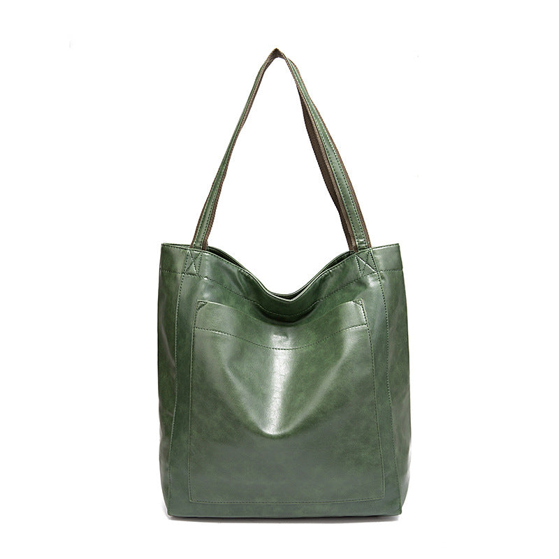 Vintage Genuine Leather Tote Bag - Stylish and Spacious Everyday Shoulder Bag  (Green)