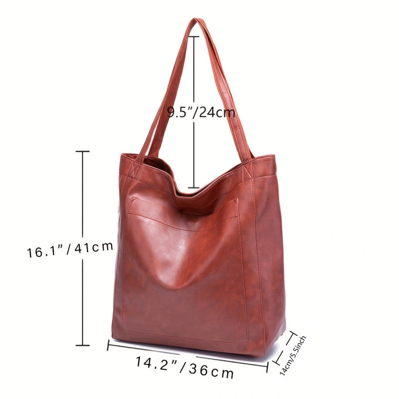 Vintage Genuine Leather Tote Bag - Stylish and Spacious Everyday Shoulder Bag  (Brown)