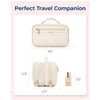 Beige Travel Makeup Organizer - Portable Cosmetic Storage Box for Toiletries and Cosmetics