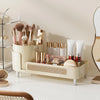 White Cosmetic Organizer - Rotating Desktop Makeup Brush Holder with Large Capacity Storage